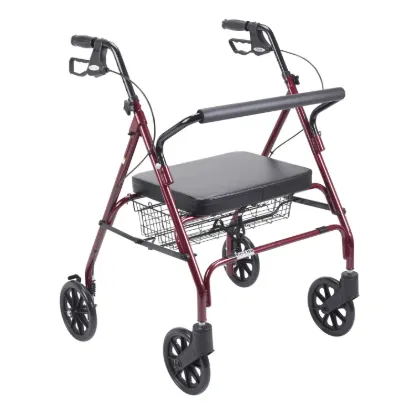 Drive Medical Go-Lite Bariatric Rollator Walker with Seat — Red